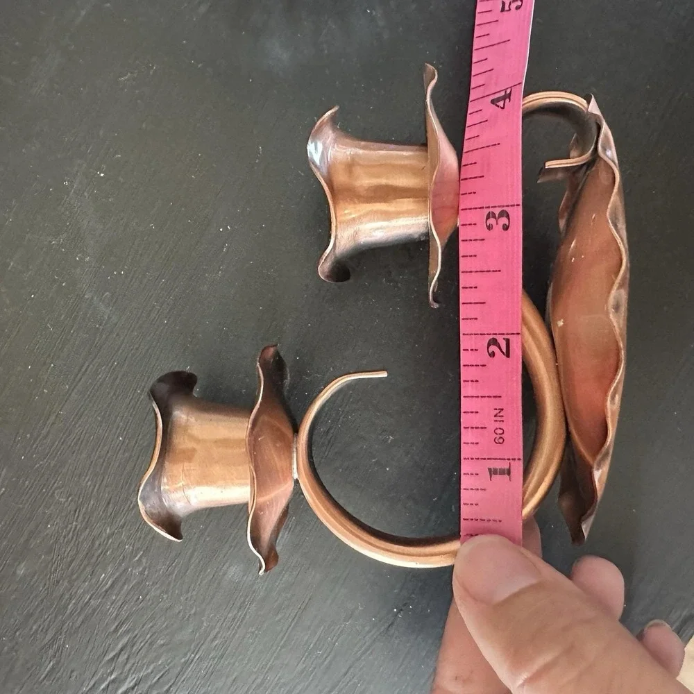 VTG Gregorian Solid Copper Double Candle Holder Scalloped Edge Cottagecore